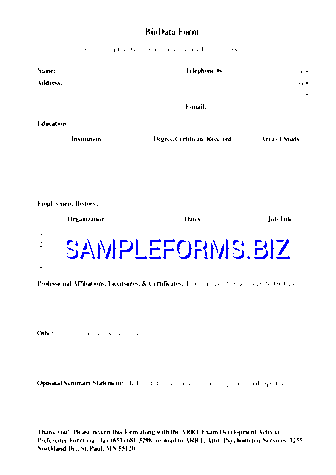 Simple Biodata Form pdf free